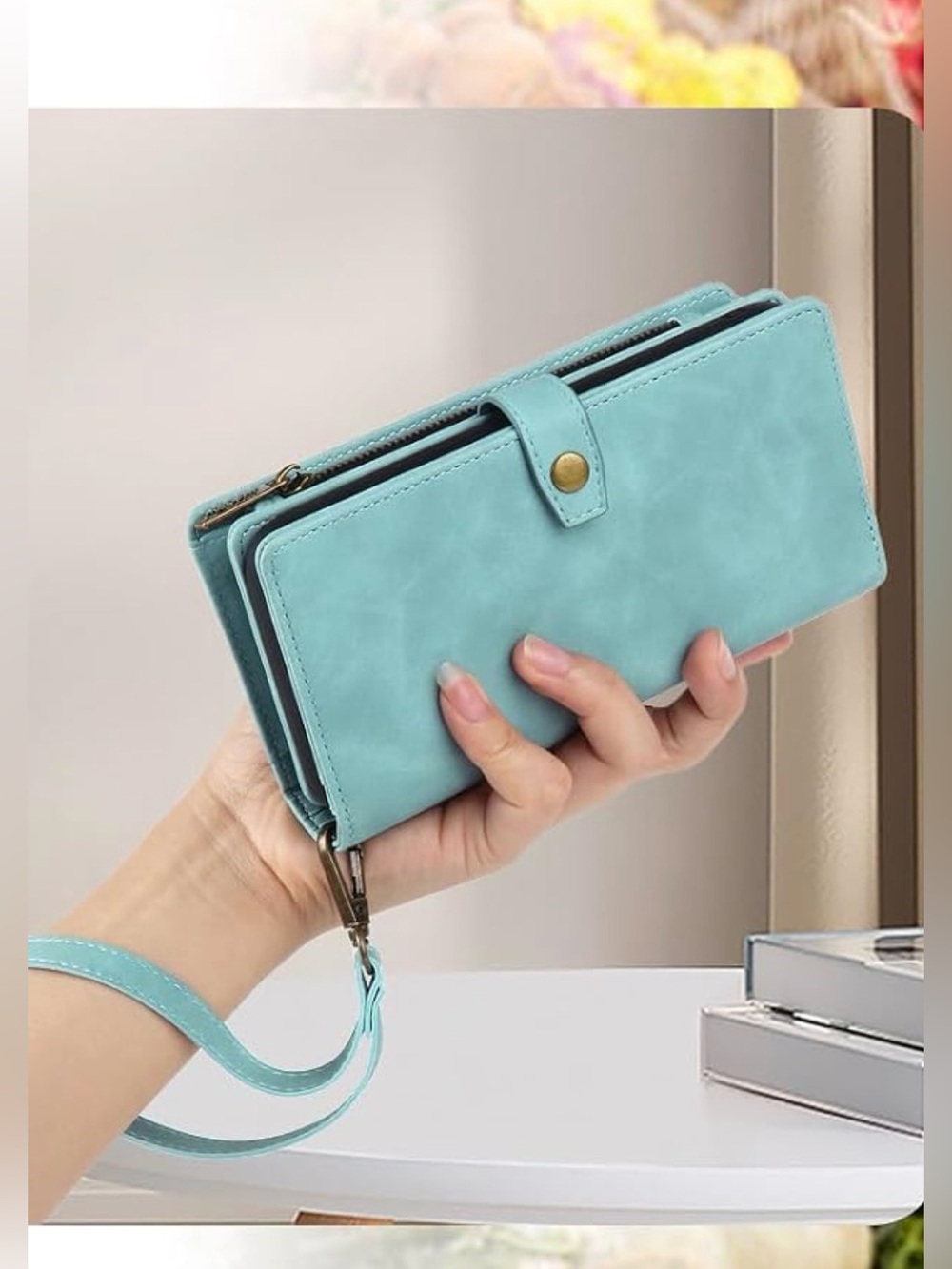 Twohead Turquoise Women’s Wristlet Wallet - Stylish Phone & Card Organizer